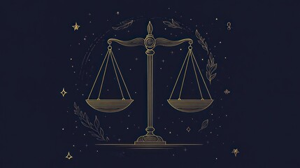 Mystical balance scales in cosmic setting, spiritual concept