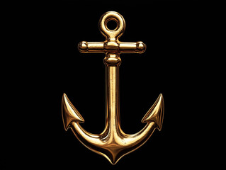 Gold anchor isolated on a black background