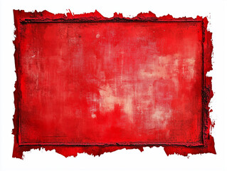 Grunge-style red frame border isolated on a white background