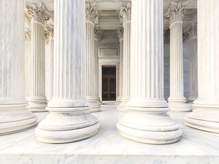 Fototapeta premium Marble Columns for Courthouse Entrance, Justice.