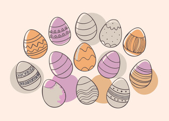Cute Hand Drawn Easter Eggs Illustration