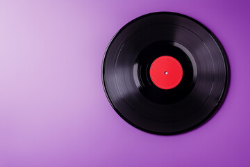 Retro black LP with pink label on a soft purple backdrop
