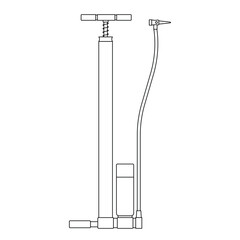 Bicycle Floor Pump Outline Icon Illustration on White Background