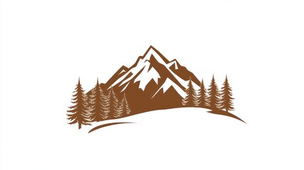 Mountain silhouette with fir trees.  Background landscape.  Simple design.  Stock photo.  Nature illustration.  Use Educational, print, digital, presentation