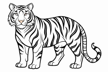 coloring page line art the tiger black vector