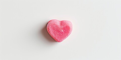 Fototapeta premium Pink Heart Candy on White Background for Valentine's Day Sweet Treat