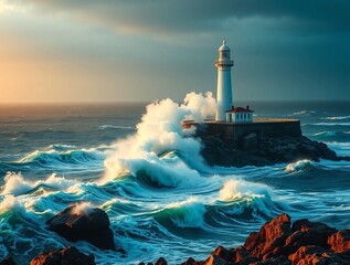 lighthouse in the sea