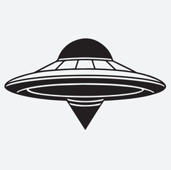 a classic ufo flying saucer silhouette vector art illustration, ufo vector