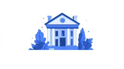 Elegant Blue Mansion Illustration