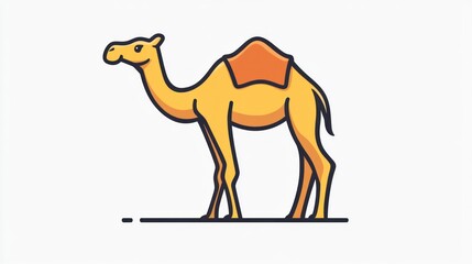 Cute camel illustration, desert animal, simple line art, stock photo for children's books