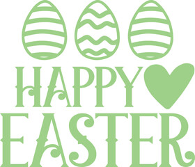 Happy Easter typography clip art design on plain white transparent isolated background for card, shirt, hoodie, sweatshirt, apparel, tag, mug, icon, poster or badge