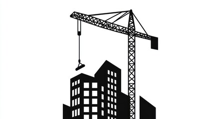 Construction Crane Over Building Silhouette