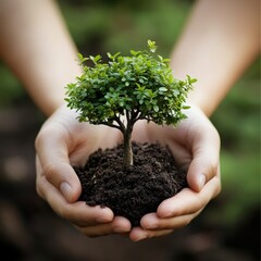 Small tree held in cupped hands, nurturing growth (1)