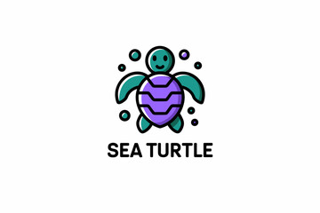Colorful and Playful Sea Turtle Illustration with Vibrant Shades and Friendly Appearance