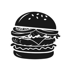 Illustration of a hamburger. Burger emblem. Vector illustration