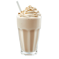 Milkshake drink with whipped cream isolated on transparent background
