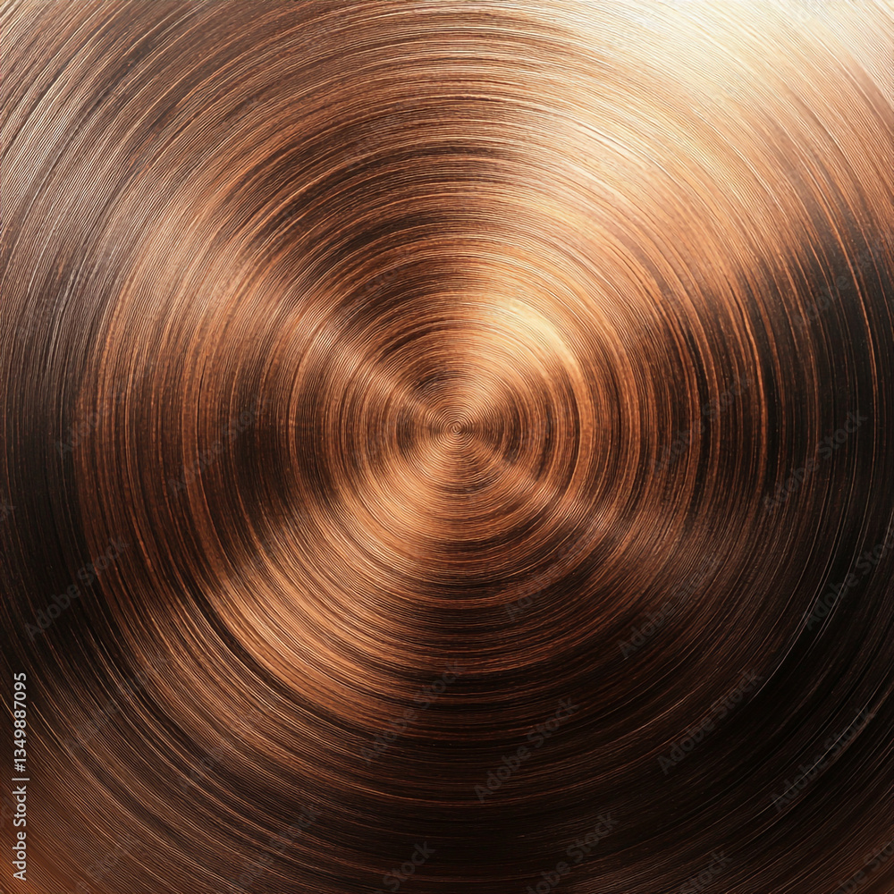 Poster a close up of a circular pattern with concentric rings in shades of brown and copper tones design te
