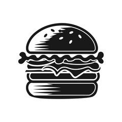 Illustration of a hamburger. Burger emblem. Vector illustration