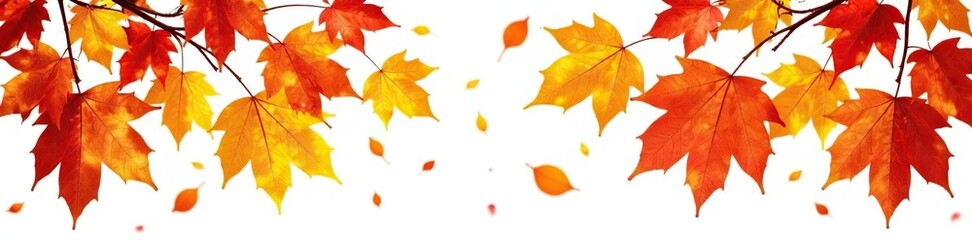 Dense autumn leaves isolated on white background, leafy, natural, foliage