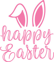 Happy Easter typography clip art design on plain white transparent isolated background for card, shirt, hoodie, sweatshirt, apparel, tag, mug, icon, poster or badge