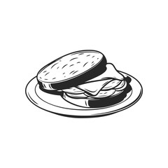 Illustration of Sandwich isolated on white background. Emblem with sandwich. Vector illustration