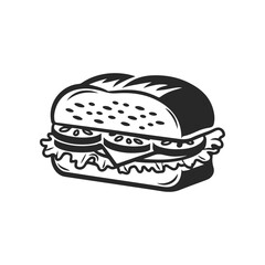 Illustration of Sandwich isolated on white background. Emblem with sandwich. Vector illustration