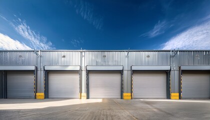 Spacious industrial warehouse with a shut rolling shutter