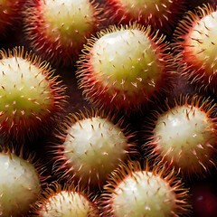 Rambutan Cluster with Peeled Fruit
