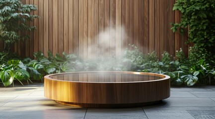 Wooden Hot Tub in Garden Setting