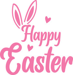 Happy Easter typography clip art design on plain white transparent isolated background for card, shirt, hoodie, sweatshirt, apparel, tag, mug, icon, poster or badge