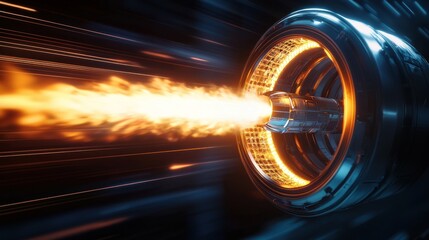 Futuristic Jet Engine in Motion: A Blaze of Glory