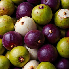 Mangosteen Pile with Opened Fruit
