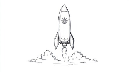 Rocket launch sketch illustration, startup concept, vector art, graphic design