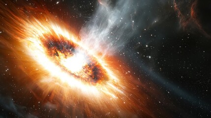 Obraz premium Cosmic Collision: A Fiery Celestial Event