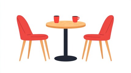 Cafe Table and Chairs, Simple Cafe Setting, Interior Design
