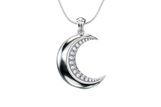Exquisite Crescent Moon Pendant Necklace with Sparkling Accents