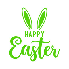 Happy Easter typography clip art design on plain white transparent isolated background for card, shirt, hoodie, sweatshirt, apparel, tag, mug, icon, poster or badge