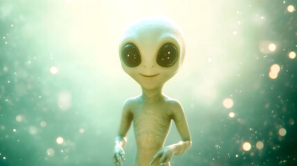 Smiling Alien in a Mystical Green Space