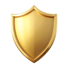 Blank golden shield isolated on transparent background  
