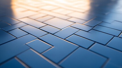 Blue tiled perspective with light creating modern abstract background