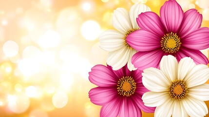 Fototapeta premium Flowers on Bright Background, for greeting card use