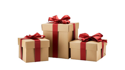 Set of wrapped gift box and ribbon isolated on white or transparent background PNG.



