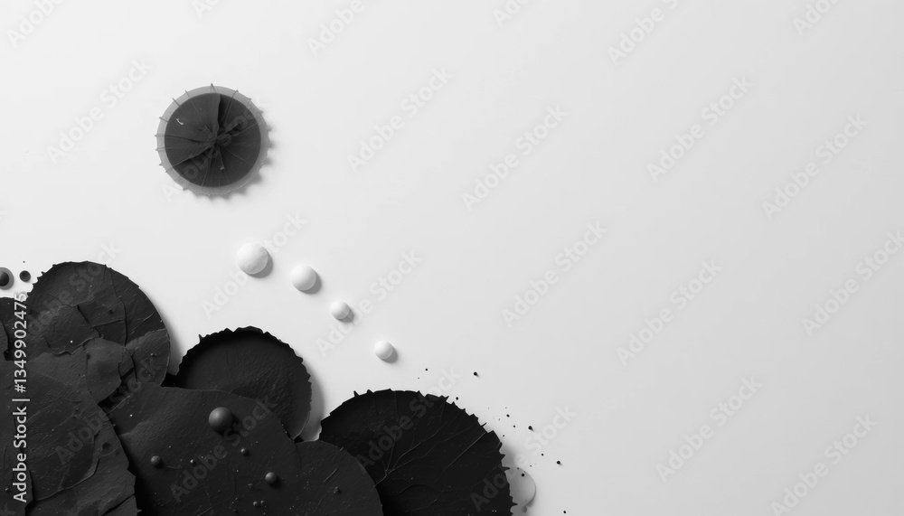 Aufkleber dynamic black and white paint splashes abstract art studio setting contemporary style close-up view 