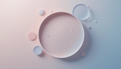 Gentle motion of circular shapes minimalist studio abstract art soft lighting close-up view visual texture and balance