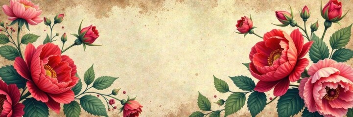 Distressed floral print with faded colors and intricate details , vintage, retro