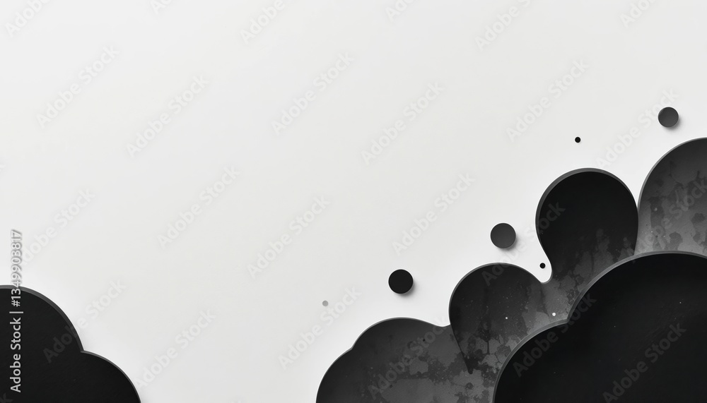 Poster dynamic abstract shapes interacting with light digital art scene minimalist environment top-down vie