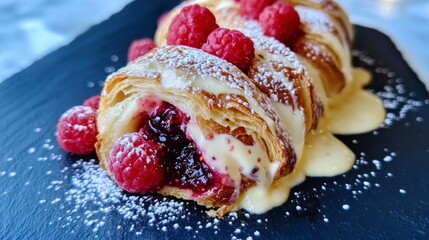 French pastry croissant set and collection buttered baked croissant breakfast bread set.