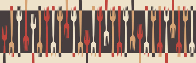 Seamless kitchen art border vector. Colorful abstract seamless pattern illustration.