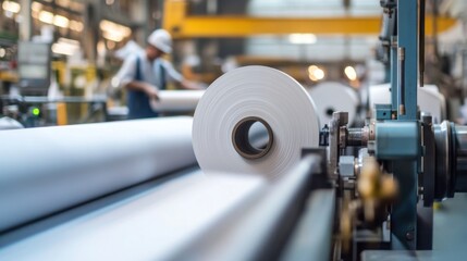 Naklejka premium Industrial Paper Production: A Glimpse into the Manufacturing Process