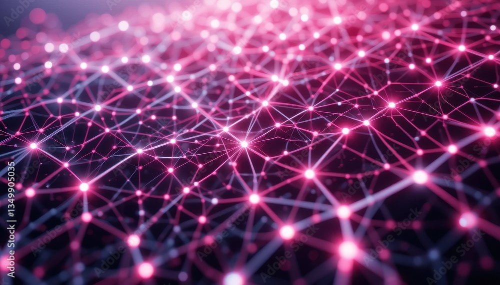 Poster abstract pink and white network luminous pathways and intricate connections
